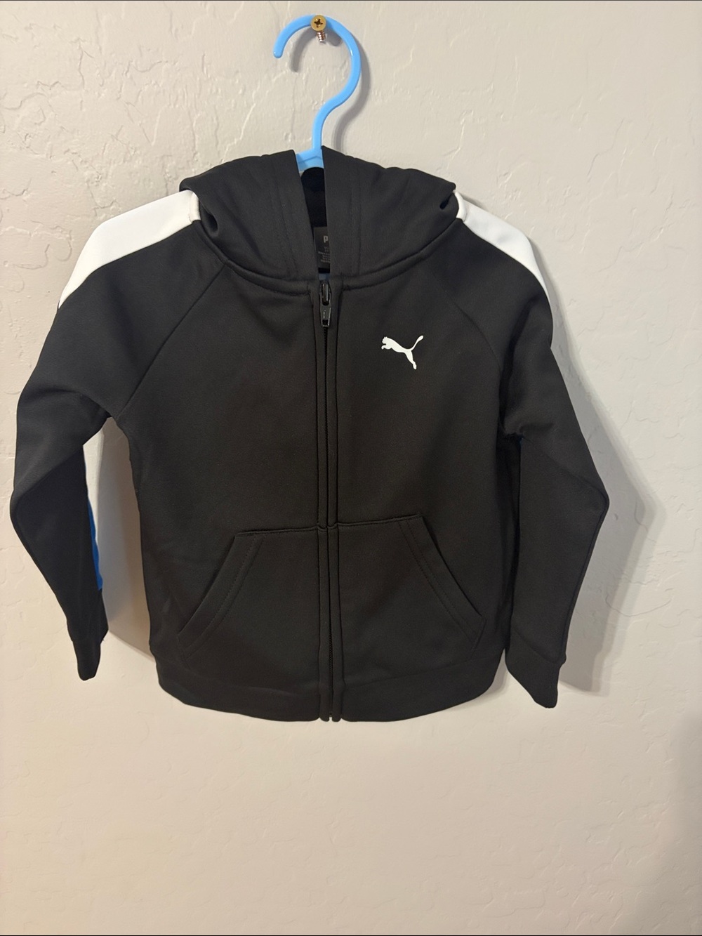 Puma Black Hoodie with White Shoulder Panels